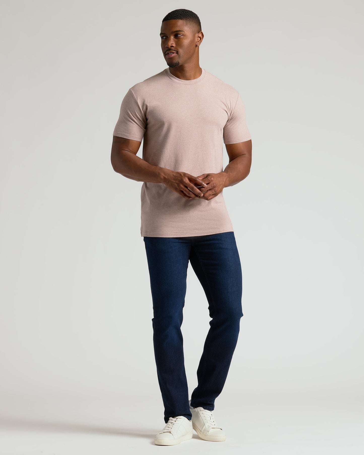 Light Heather Slate Mauve Tall Straight Hem Crew Neck T-Shirt