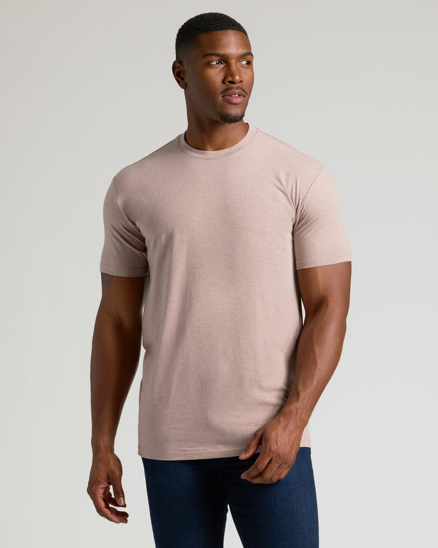 Light Heather Slate Mauve Tall Straight Hem Crew Neck T-Shirt