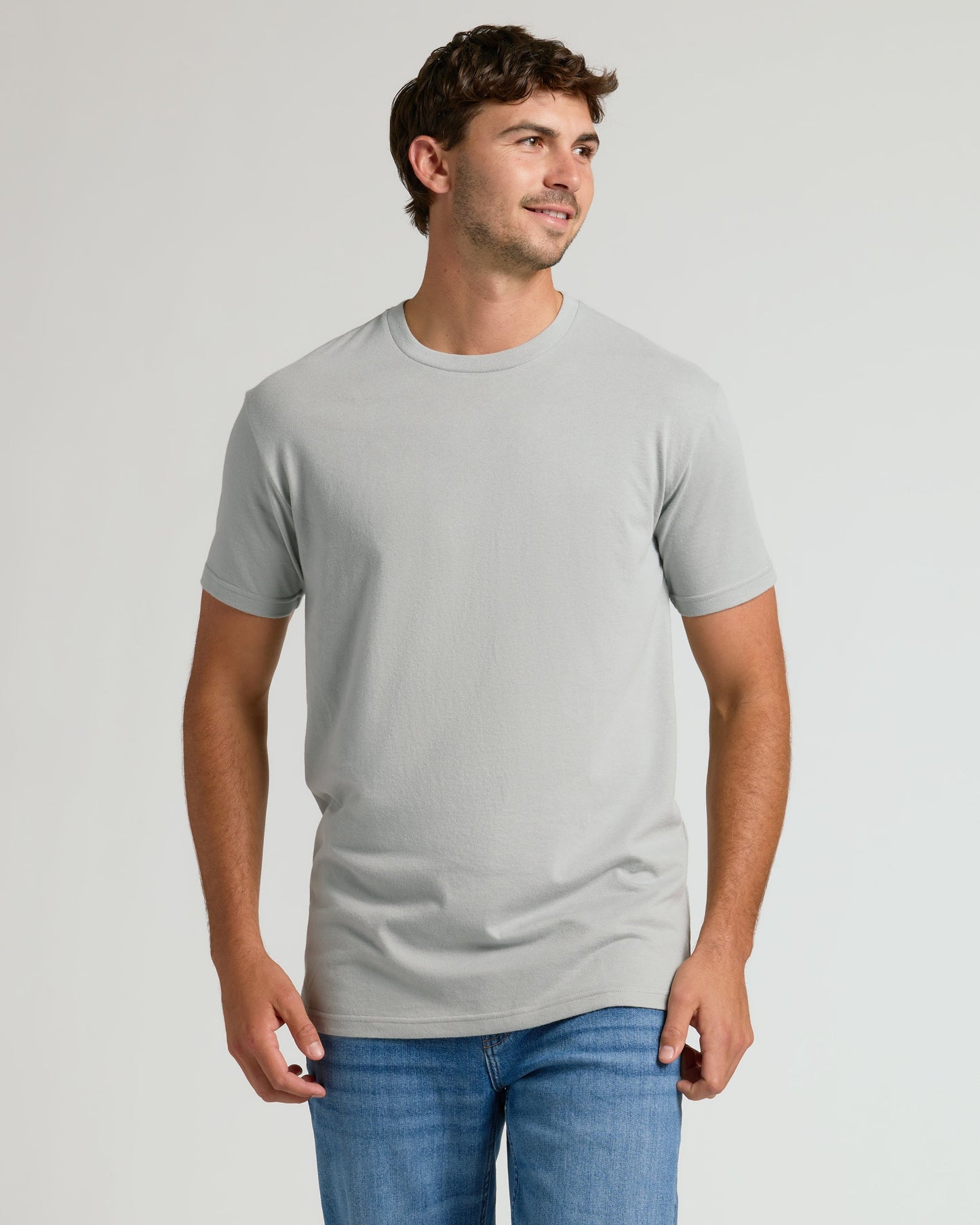 Steel Tall Straight Hem Crew Neck T-Shirt