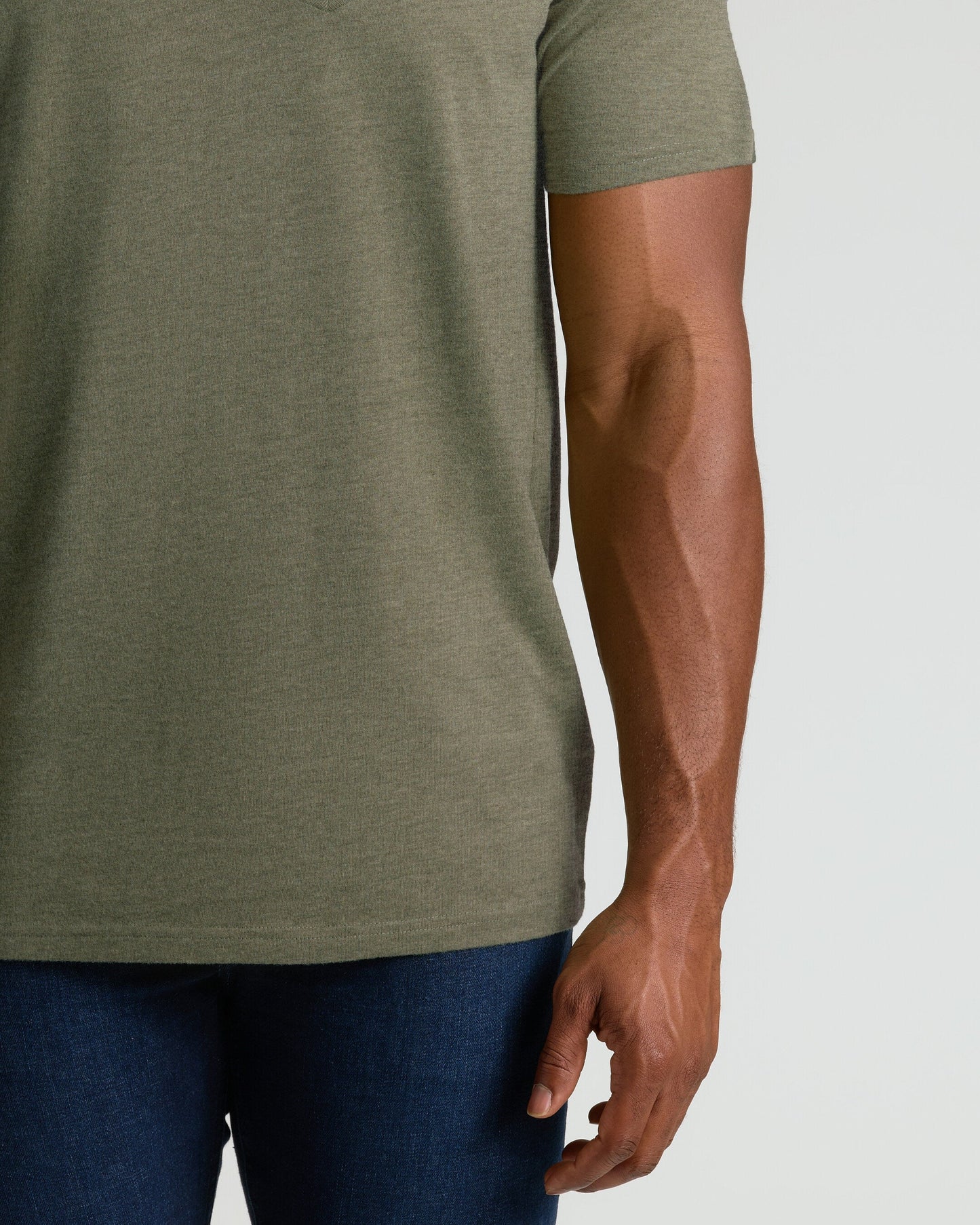 Heather Military Green Tall Short Sleeve Classic V-Neck