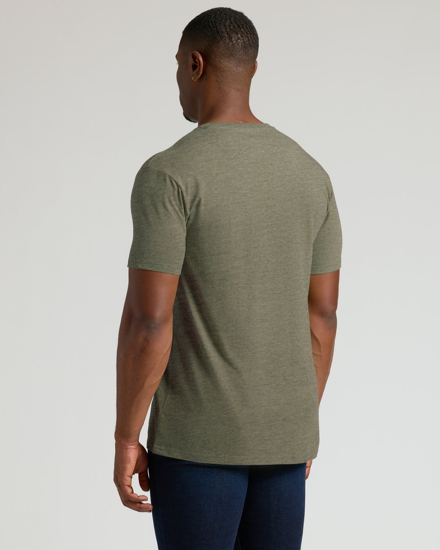 Heather Military Green Tall Short Sleeve Classic V-Neck