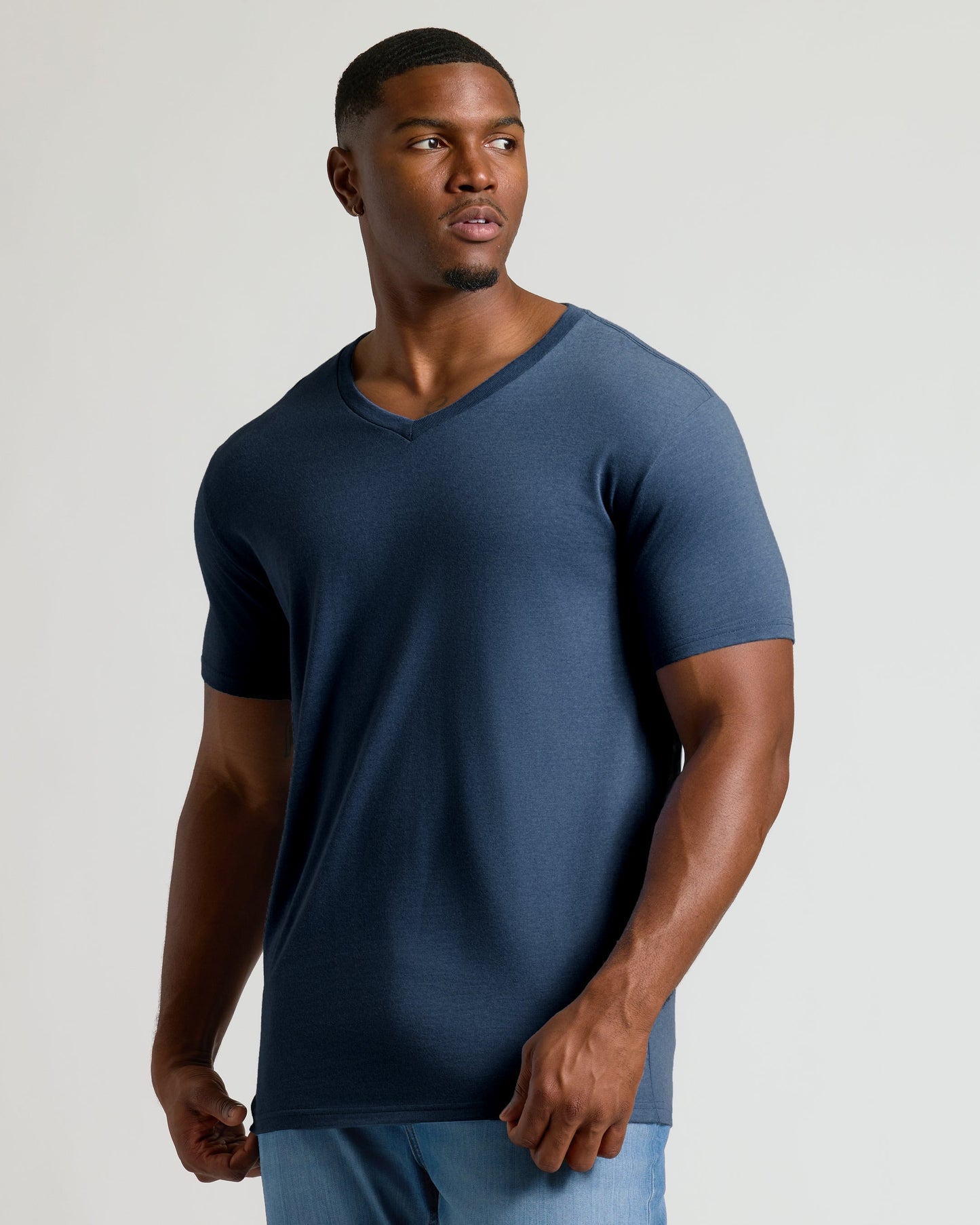 Heather Navy Tall Short Sleeve Classic V-Neck