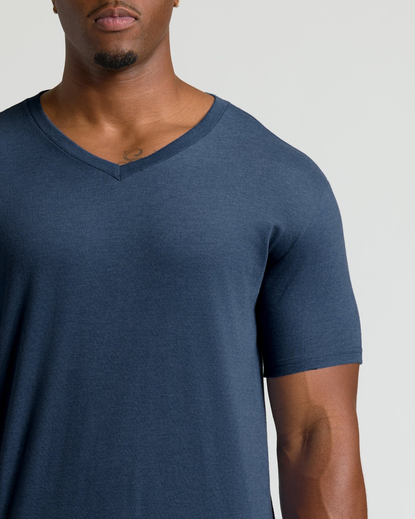 Heather Navy Tall Short Sleeve Classic V-Neck
