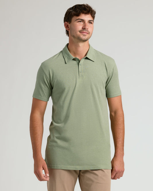 Dark Heather Bay Green Short Sleeve Tall Polo