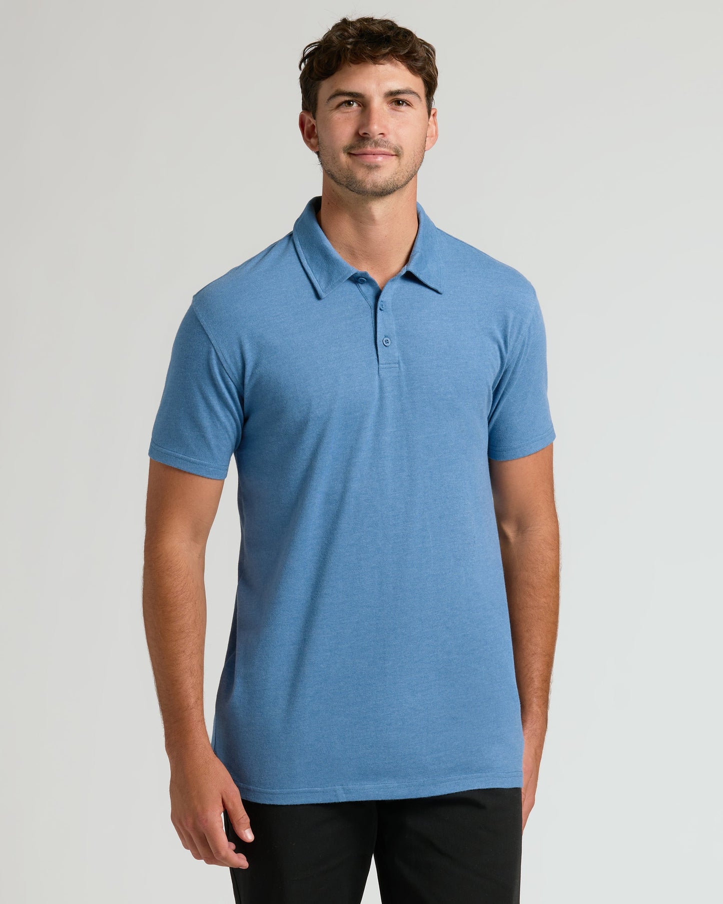 Dark Heather Blue Lake Short Sleeve Tall Polo