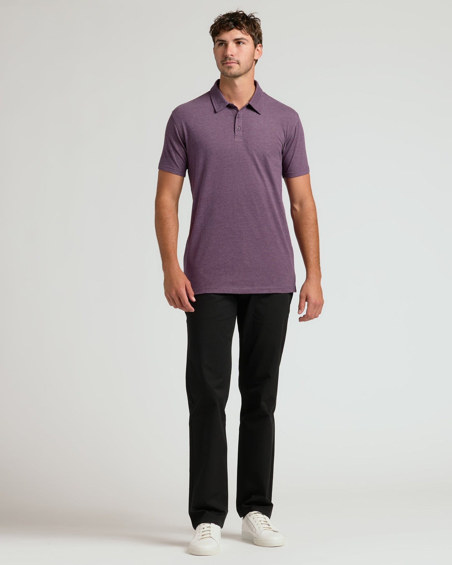Dark Heather Plum Short Sleeve Tall Polo