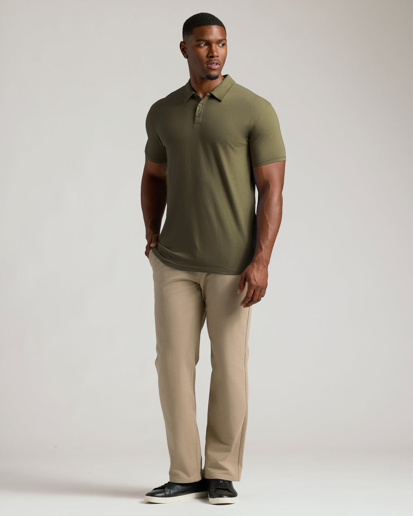 Military Green Short Sleeve Tall Polo