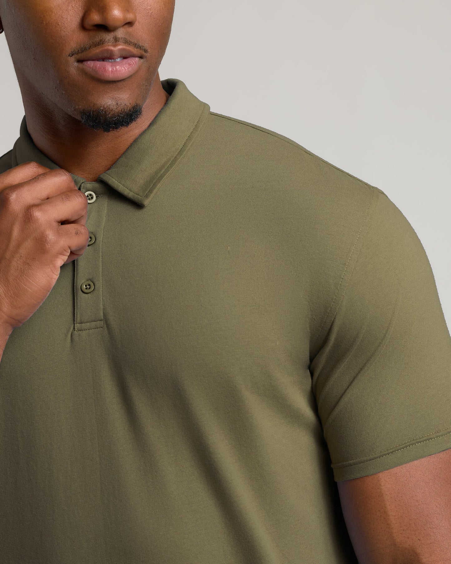 Military Green Short Sleeve Tall Polo