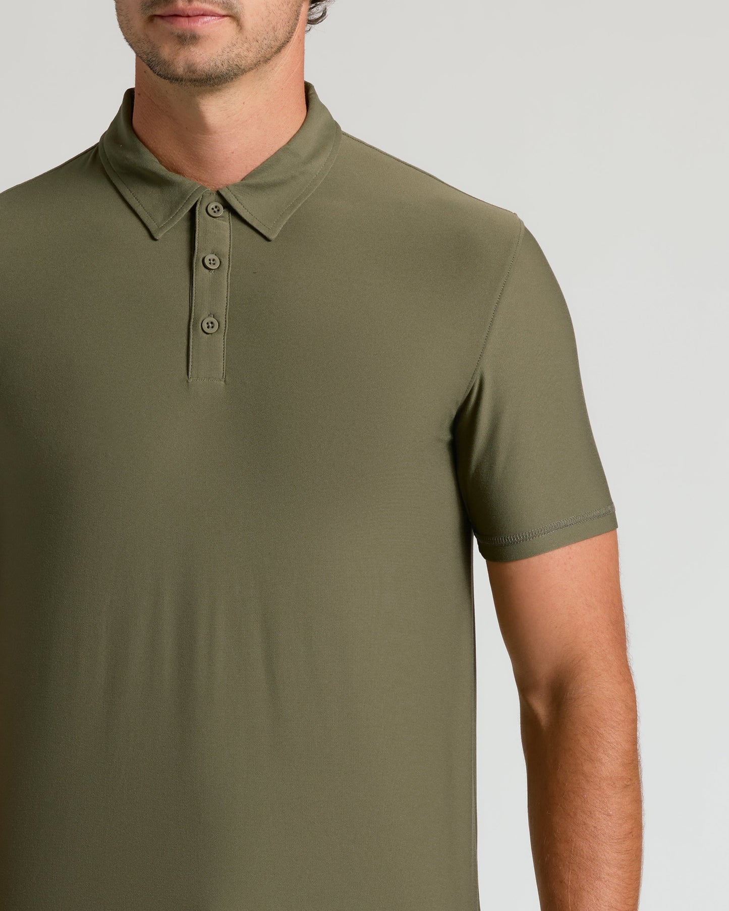 Military Green Short Sleeve Tall Active Polo
