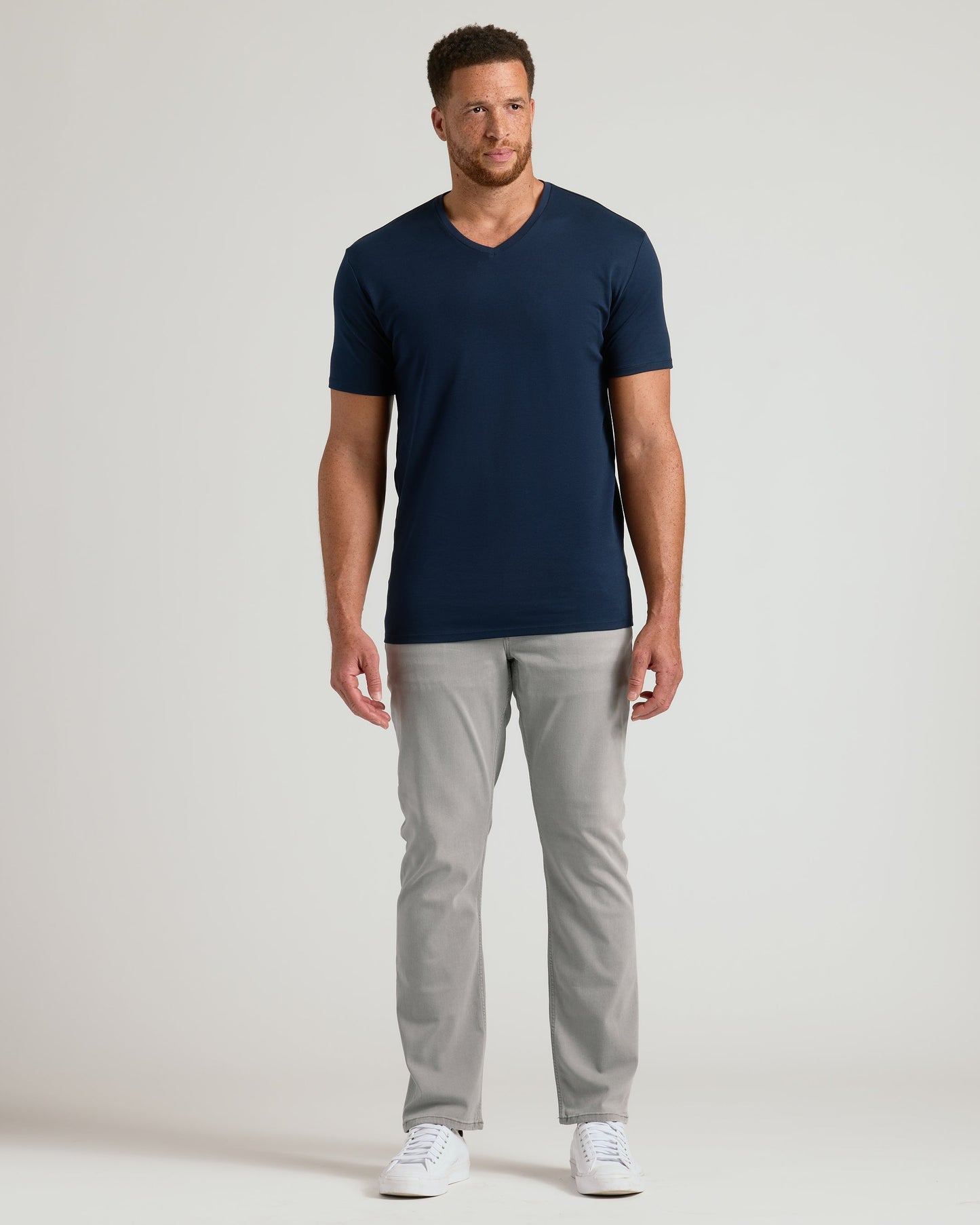 Carbon & Navy Tall Premium Pima V-Neck 2-Pack