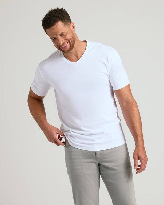 White Tall Premium Pima V-Neck