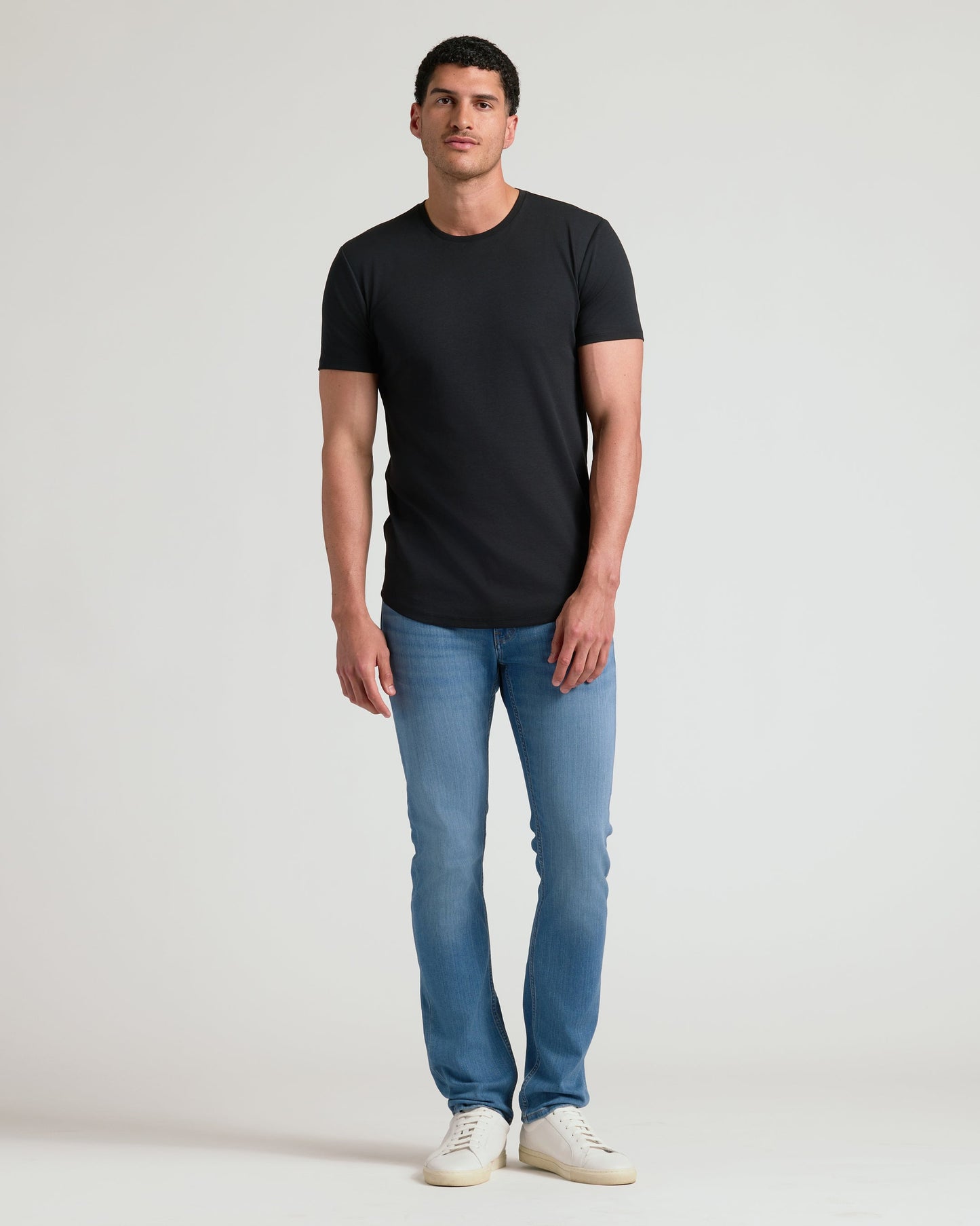 Black Tall Premium Pima Crew Curved Hem