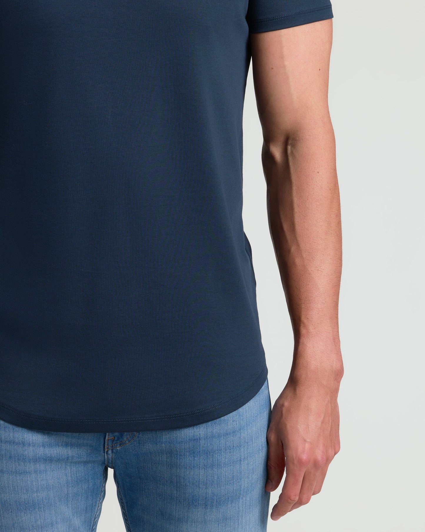 Navy Tall Premium Pima Crew Curved Hem