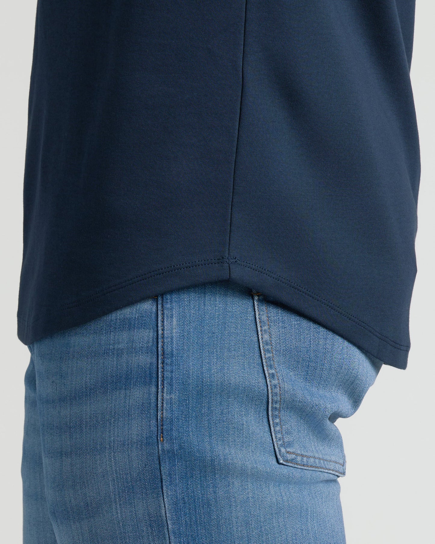 Navy Tall Premium Pima Crew Curved Hem