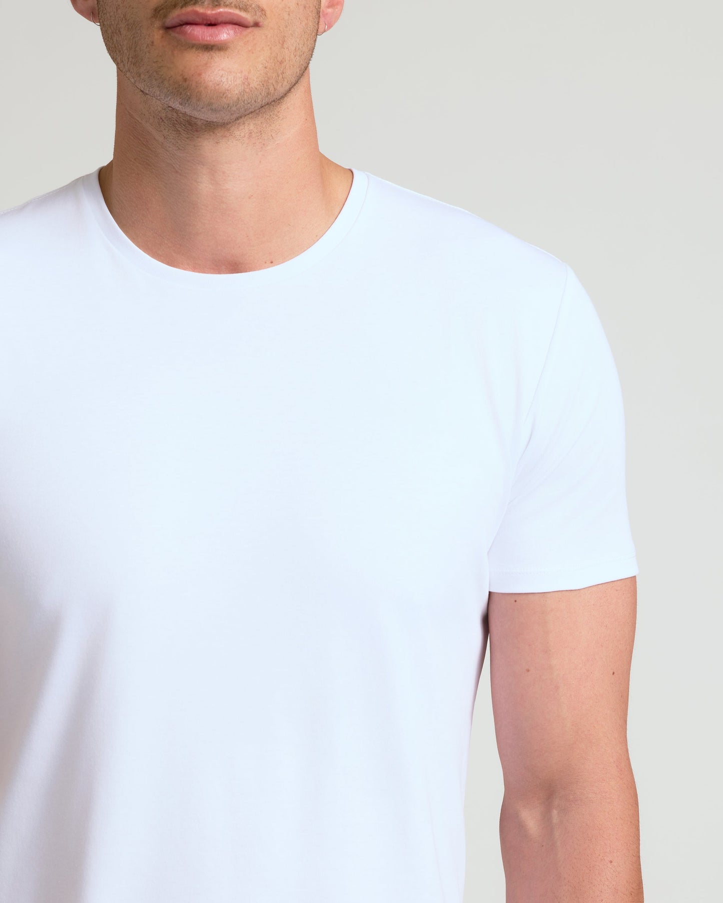 White Tall Premium Pima Crew Curved Hem