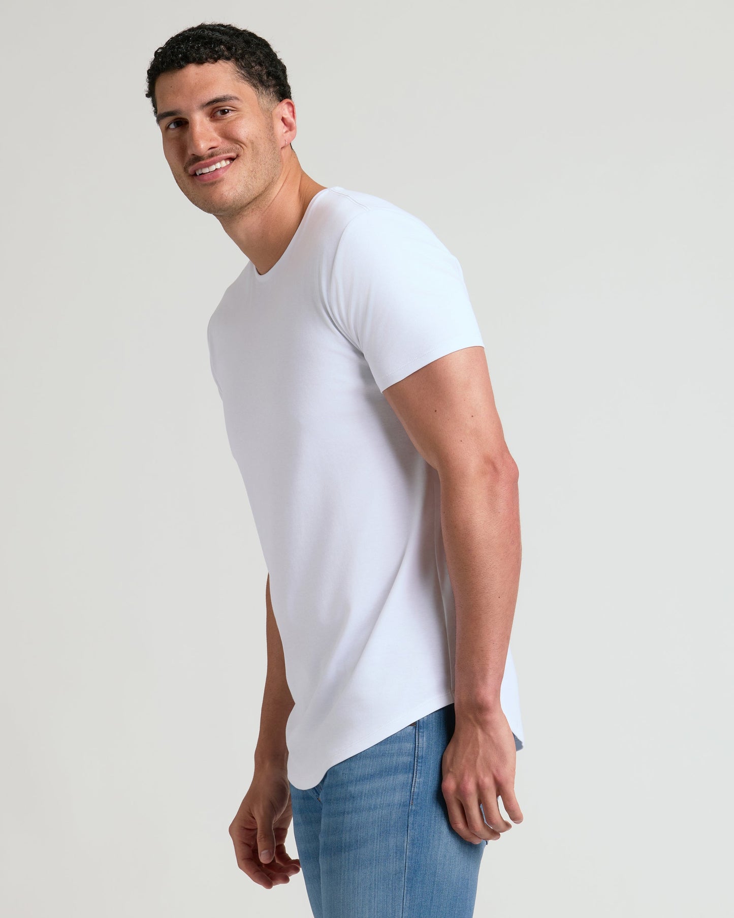 White Tall Premium Pima Crew Curved Hem 2-Pack