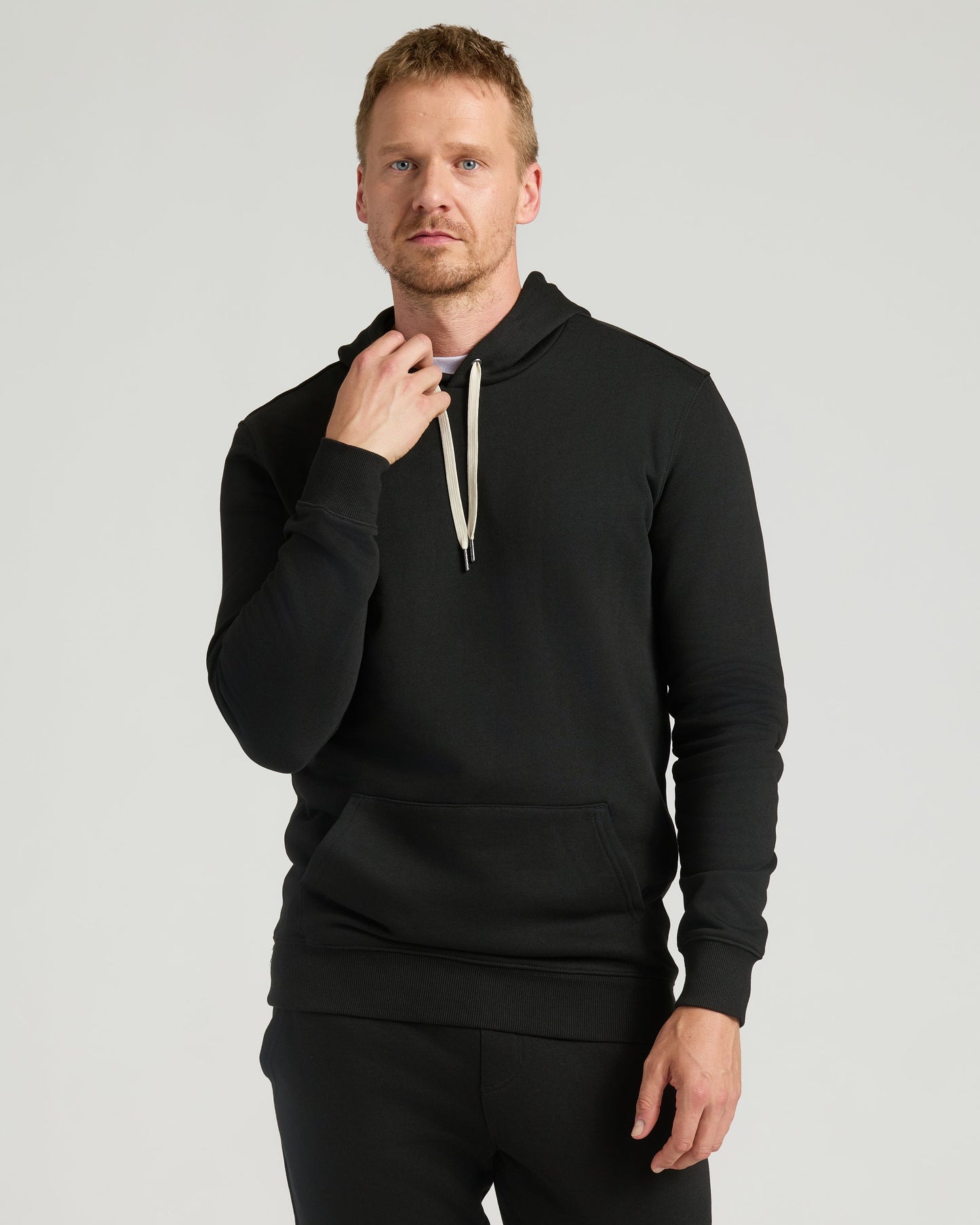 Black Tall Fleece French Terry Pullover Hoodie