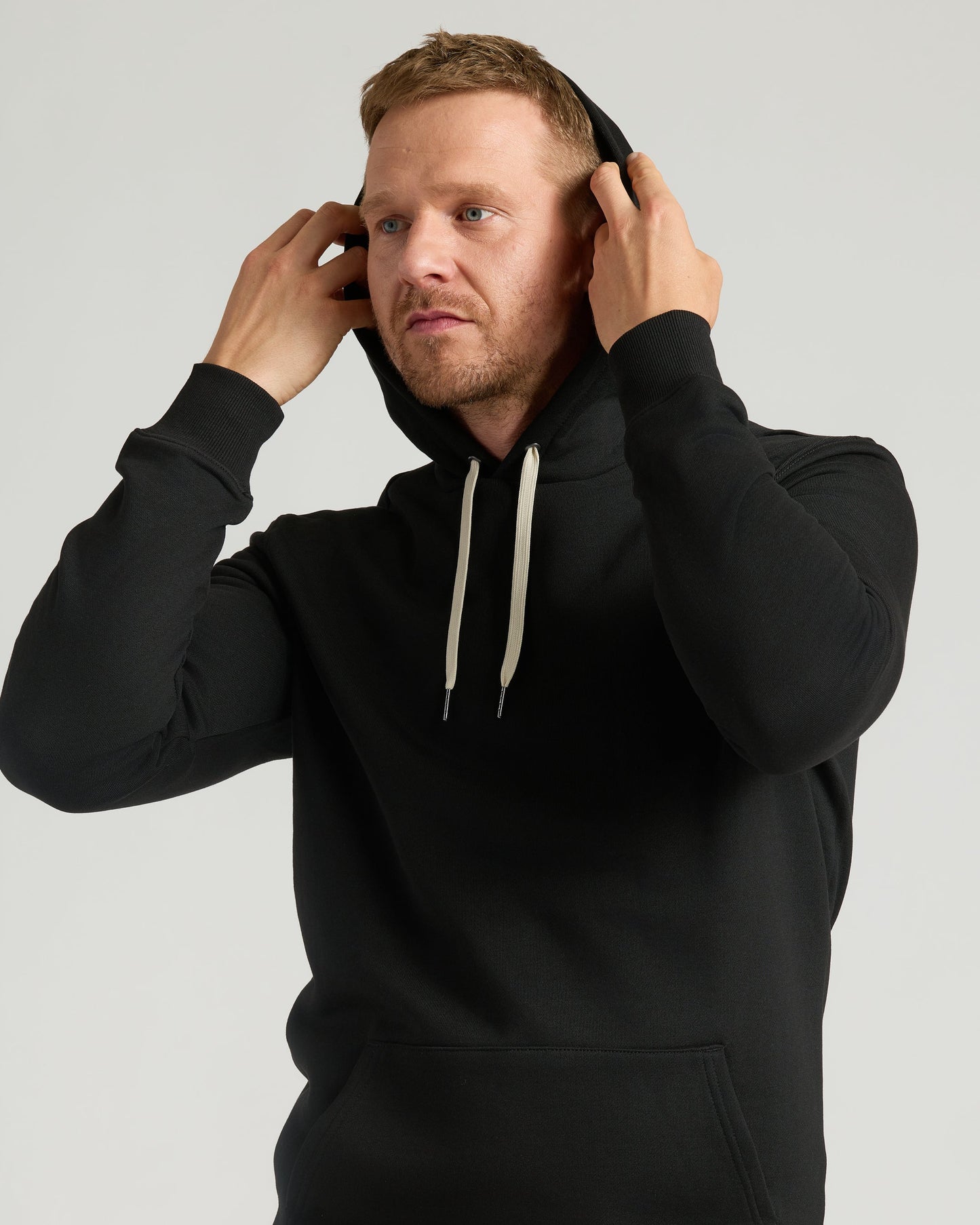 Black Tall Fleece French Terry Pullover Hoodie