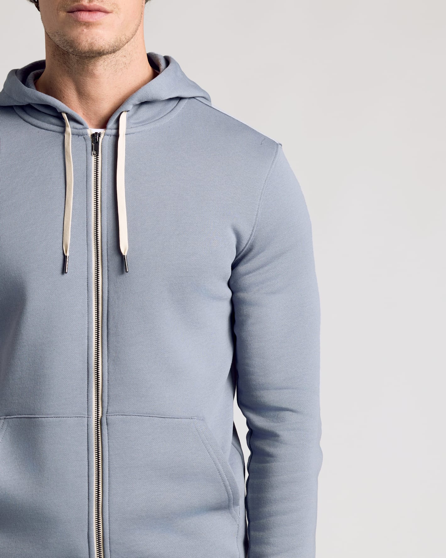 Dusty Blue Fleece French Terry Zip Hoodie