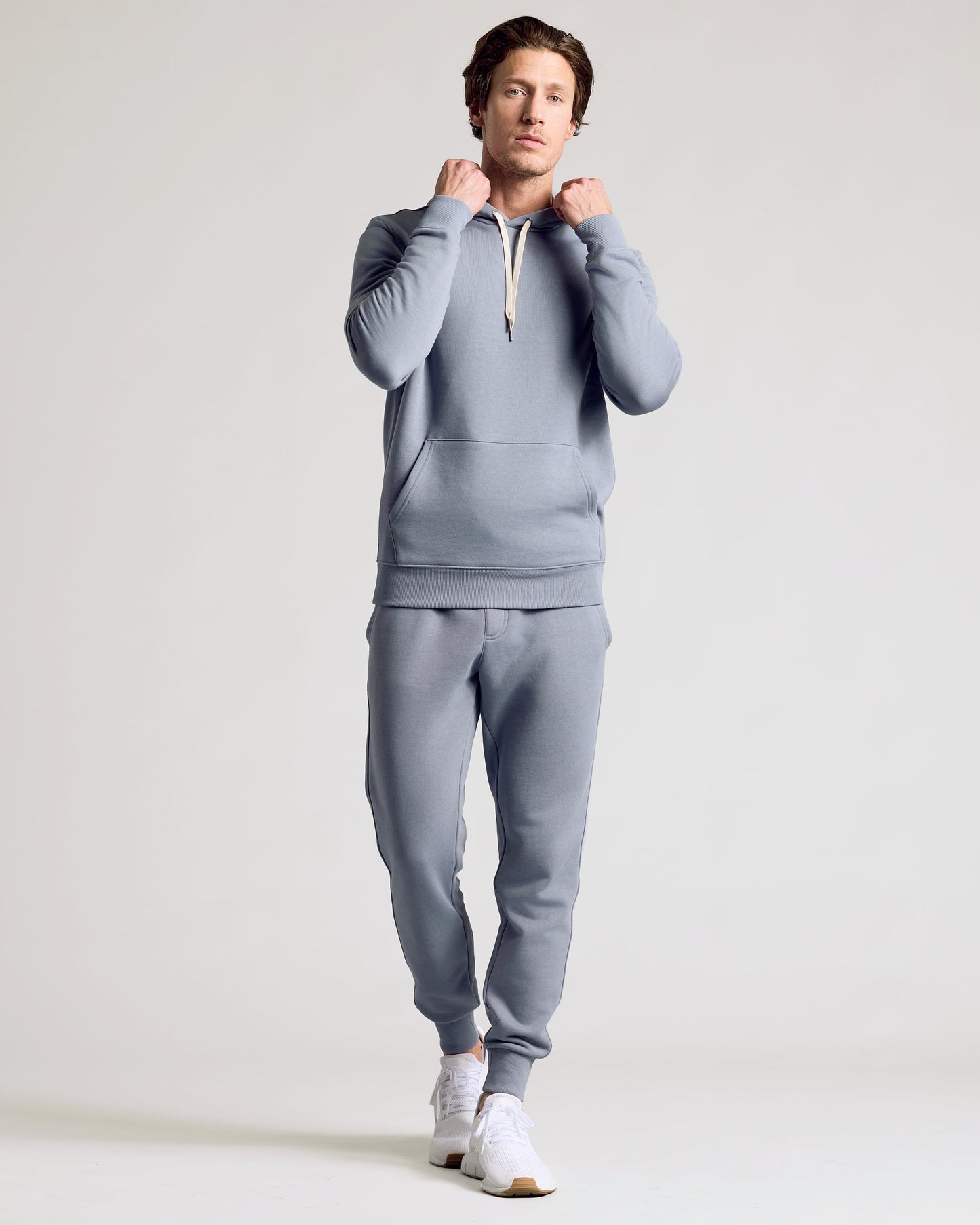 Dusty Blue Fleece French Terry Pullover Hoodie