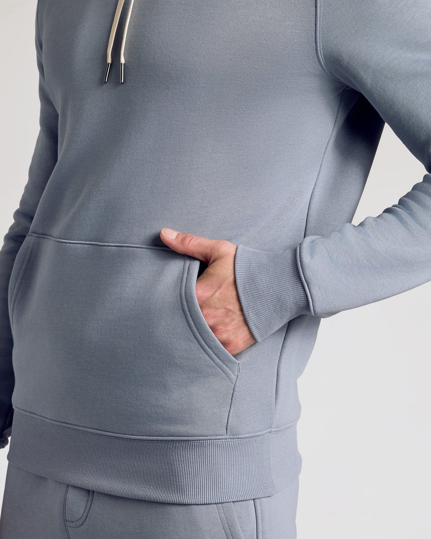 Dusty Blue Fleece French Terry Pullover Hoodie