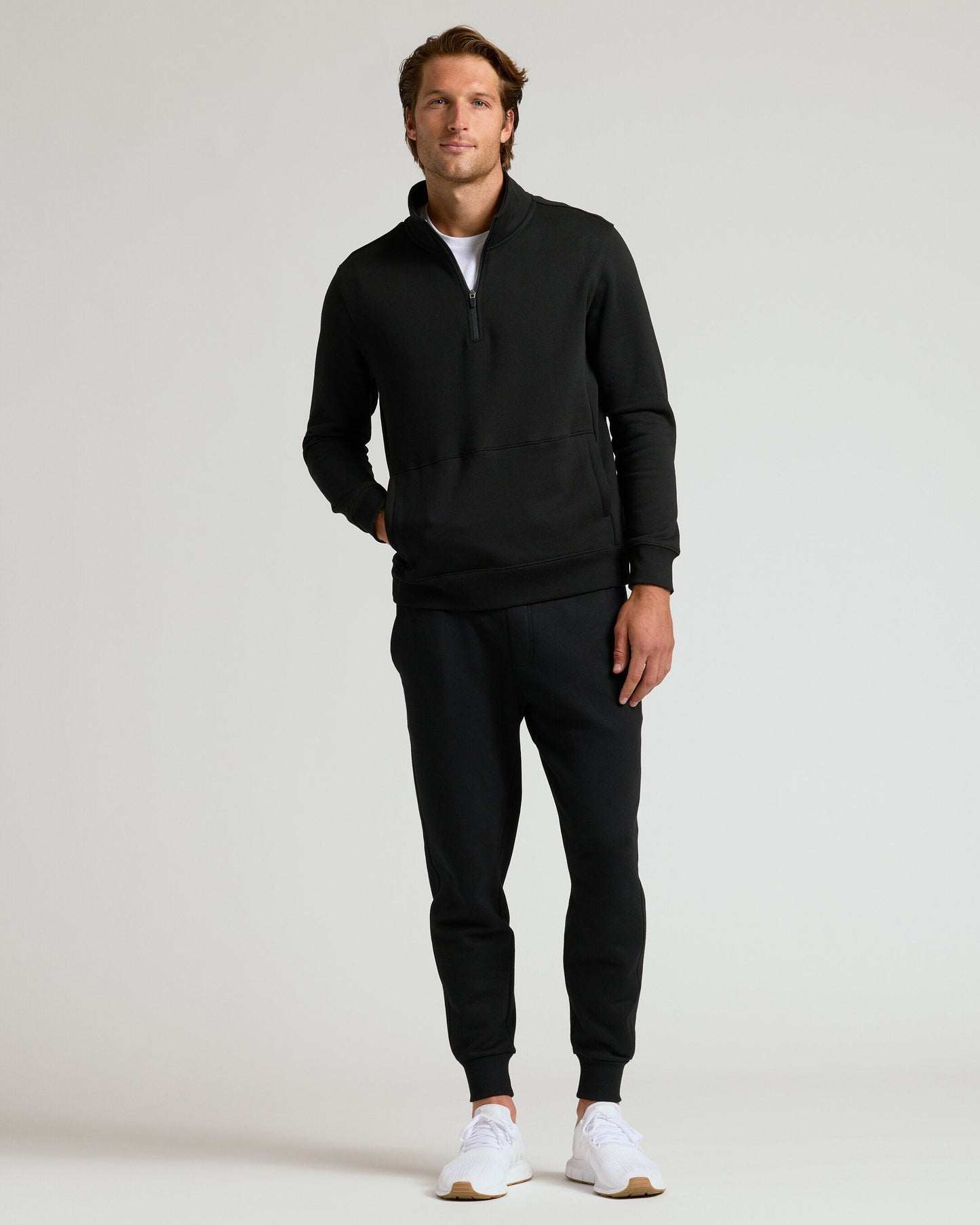 Black Half Zip Fleece Sweatshirt & Jogger 2-Pack