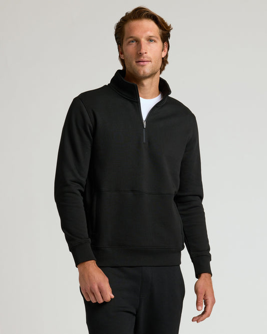 Black Half Zip Fleece Sweatshirt