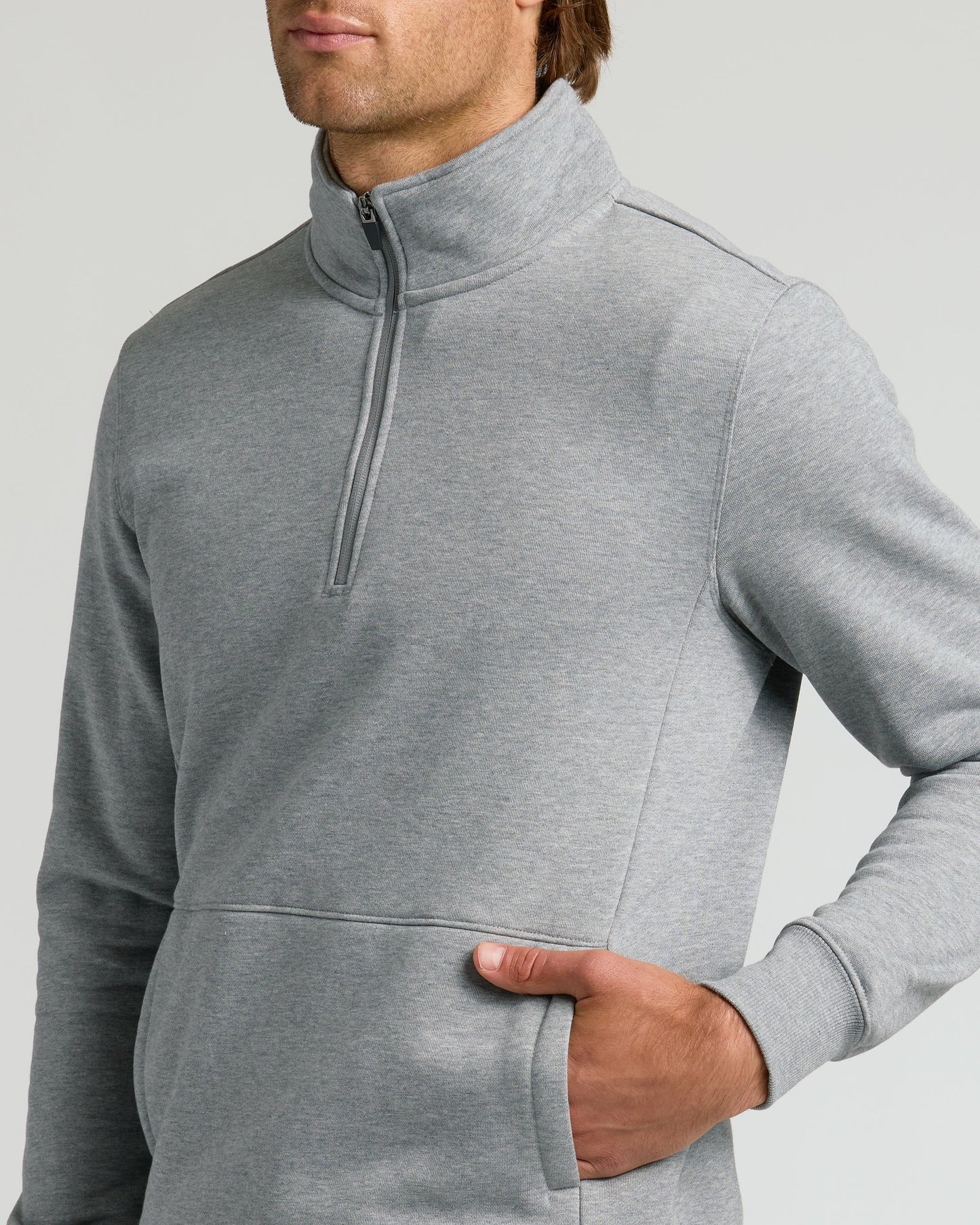 Dark Heather Gray Half Zip Fleece Sweatshirt