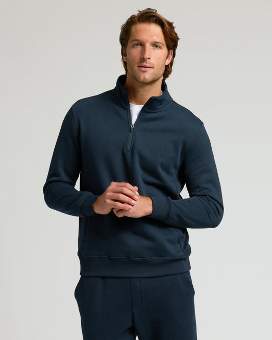 Navy Half Zip Fleece Sweatshirt
