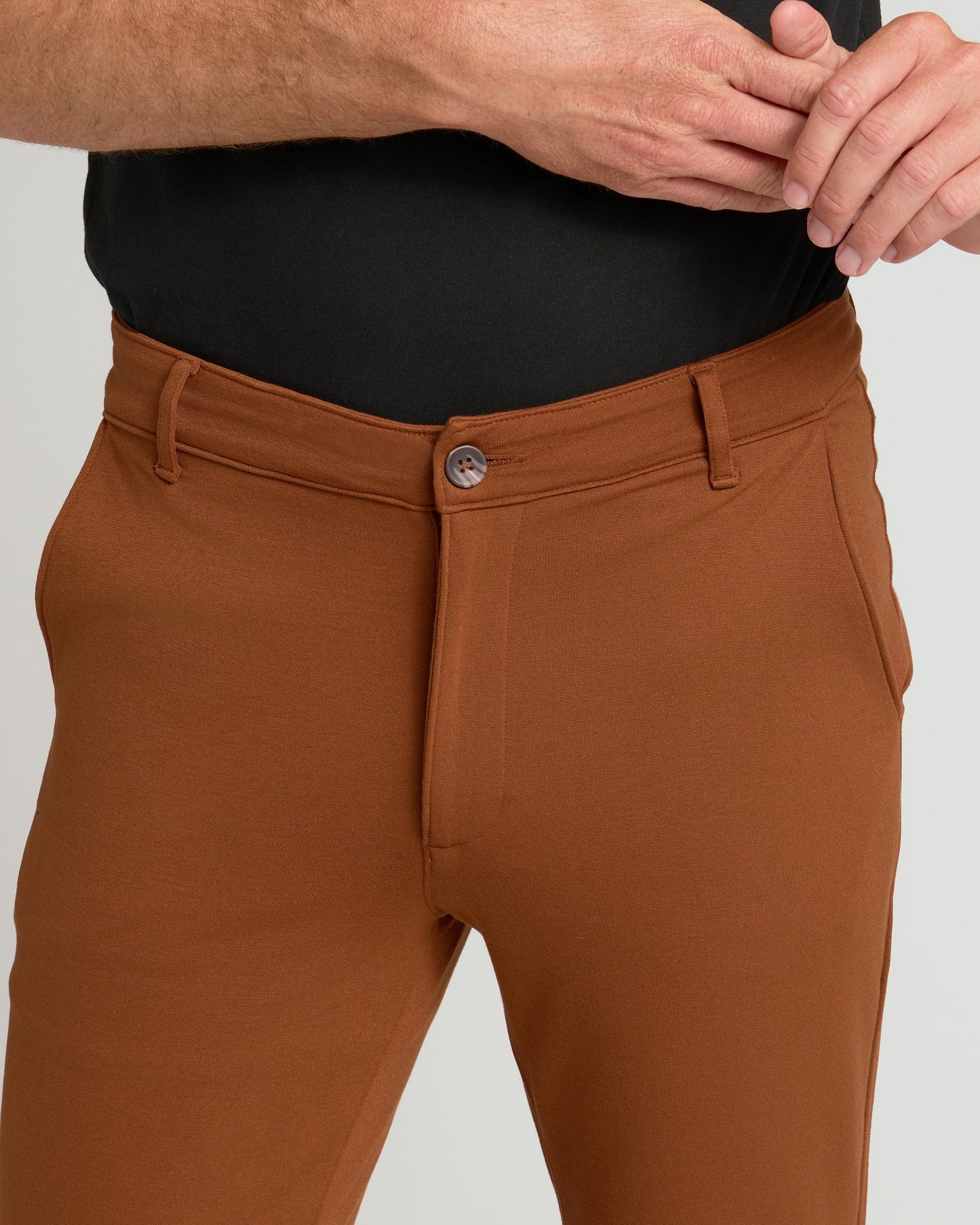 Suede Brown Slim Comfort Knit Chino Pant