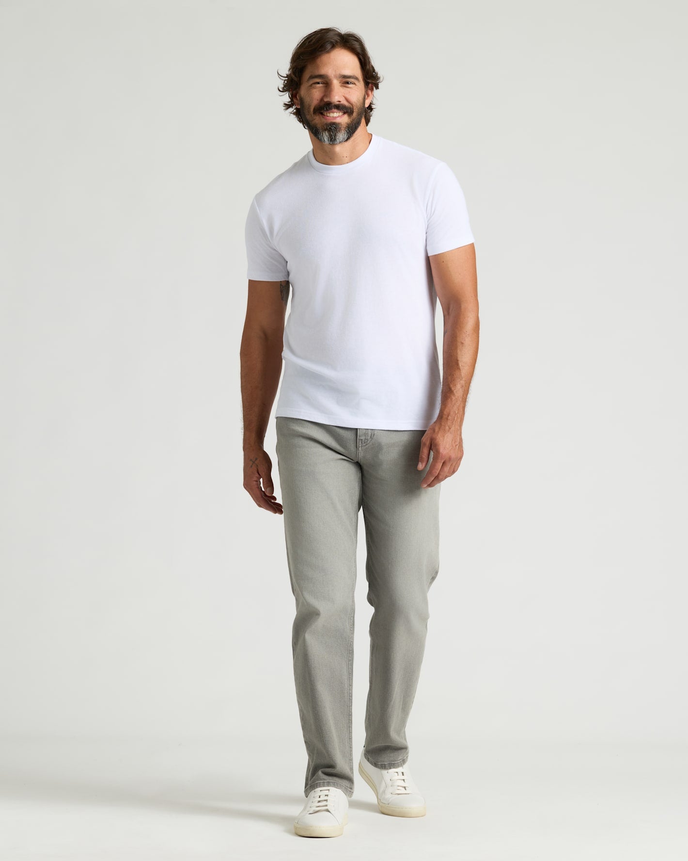 Medium Gray Wash Straight Authentic Denim Jeans