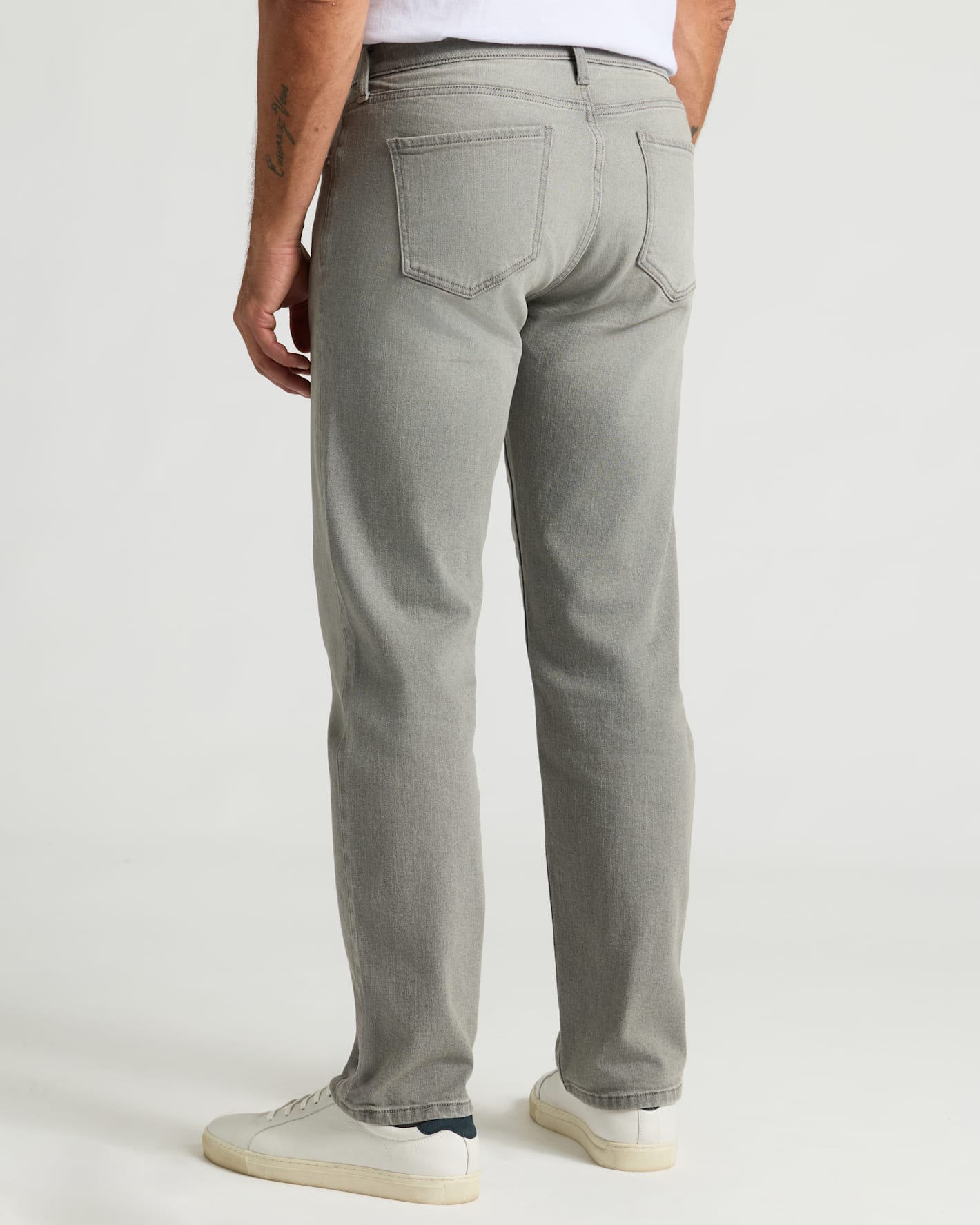 Medium Gray Wash Straight Authentic Denim Jeans