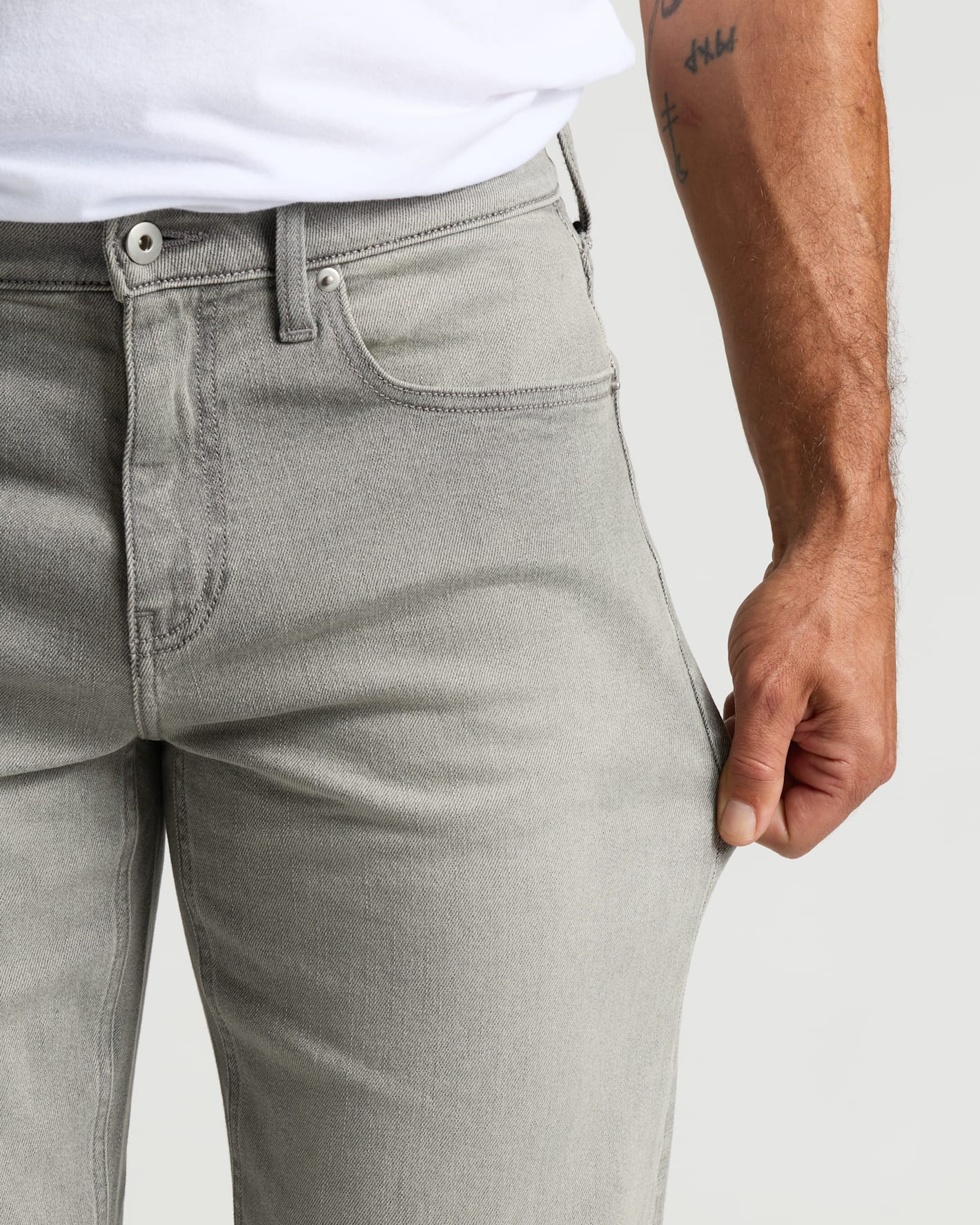 Medium Gray Wash Straight Authentic Denim Jeans