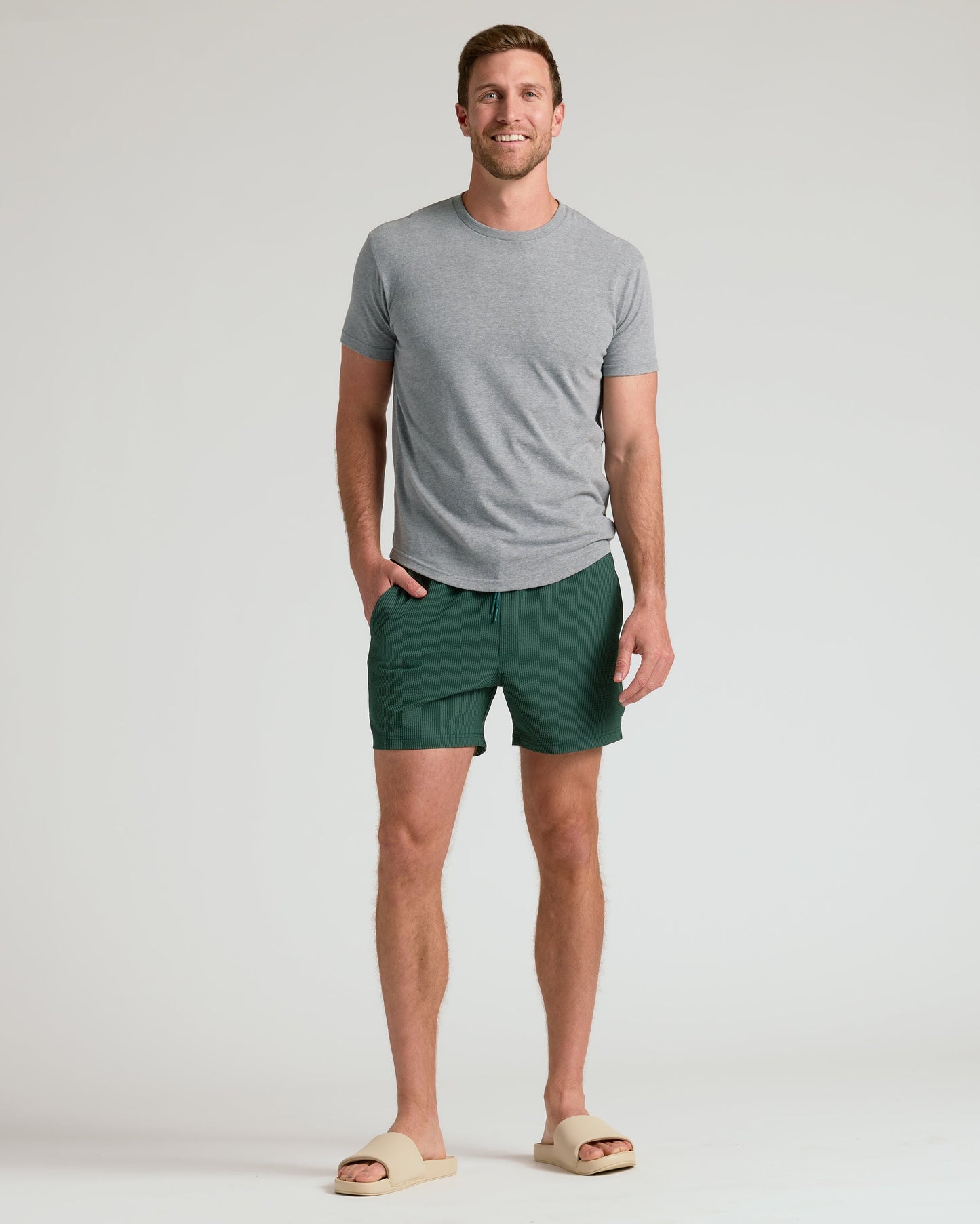 5" Marine Spruce Seersucker Swim Trunks