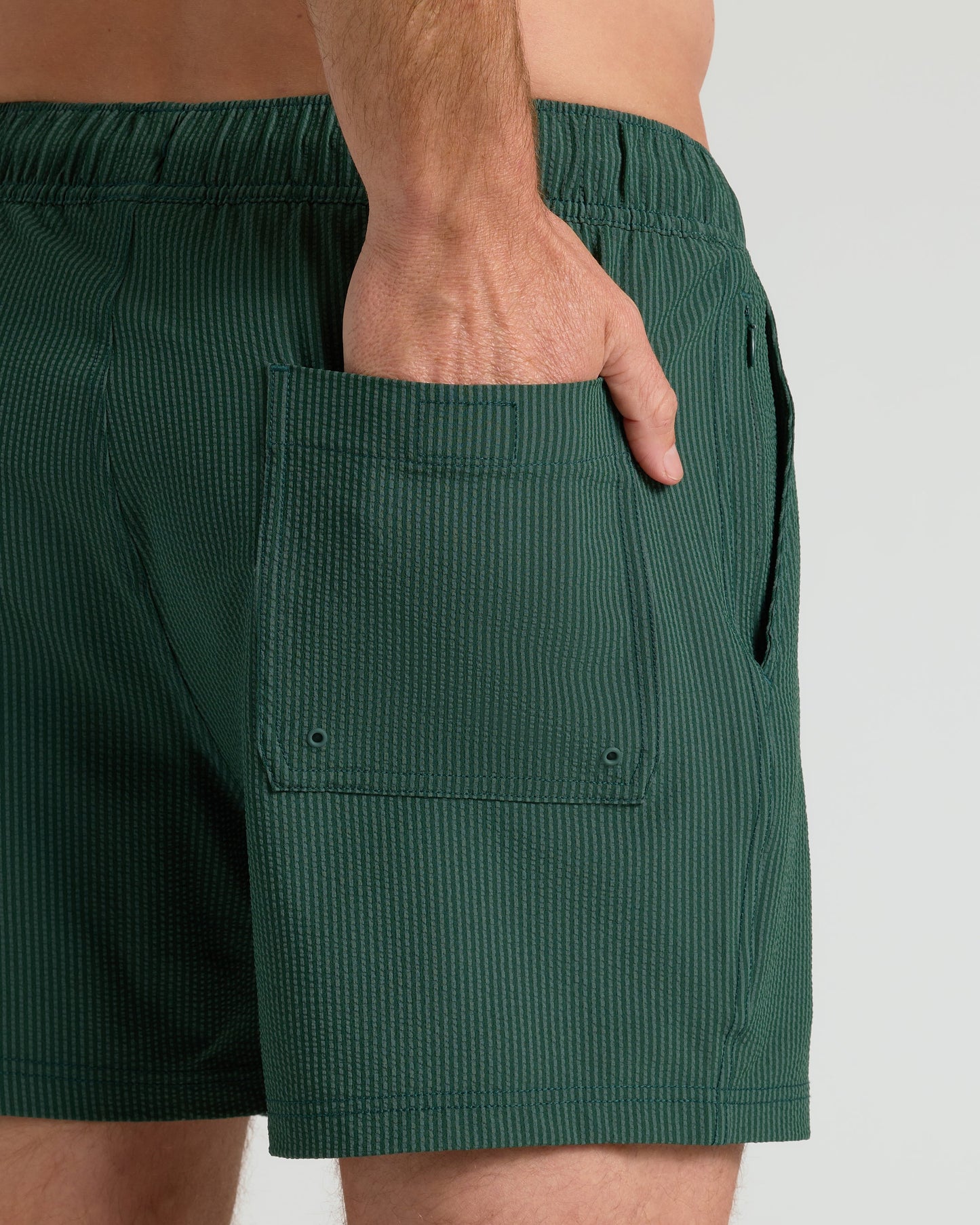 5" Marine Spruce Seersucker Swim Trunks