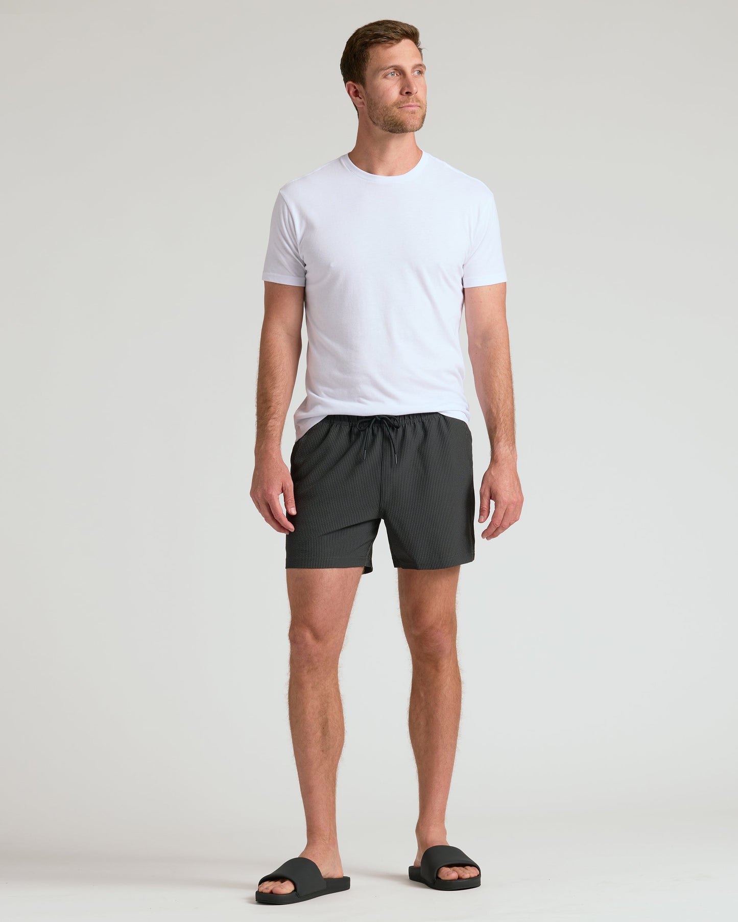 5" Smoke Seersucker Swim Trunks