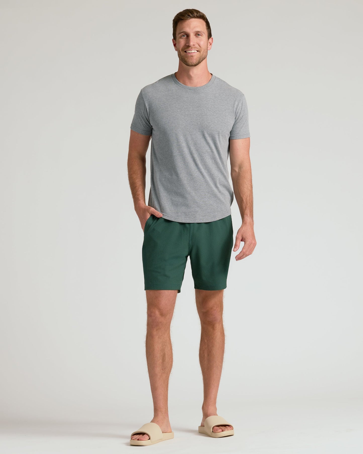 7" Marine Spruce Seersucker Swim Trunks