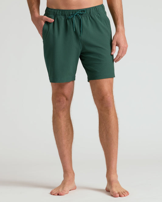 7" Marine Spruce Seersucker Swim Trunks