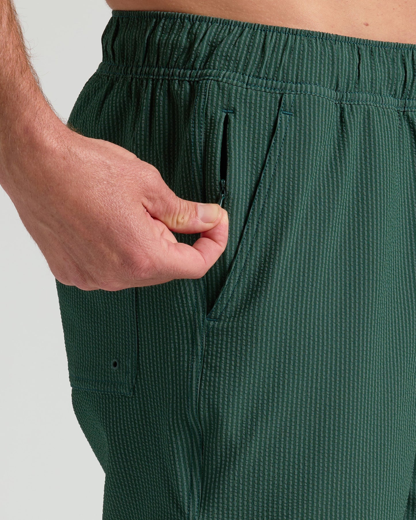 7" Marine Spruce Seersucker Swim Trunks
