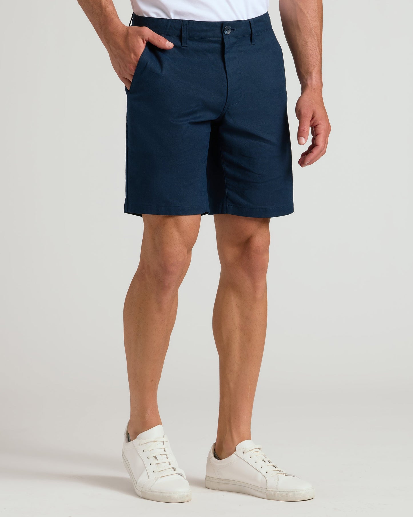 9" Navy Linen Shorts