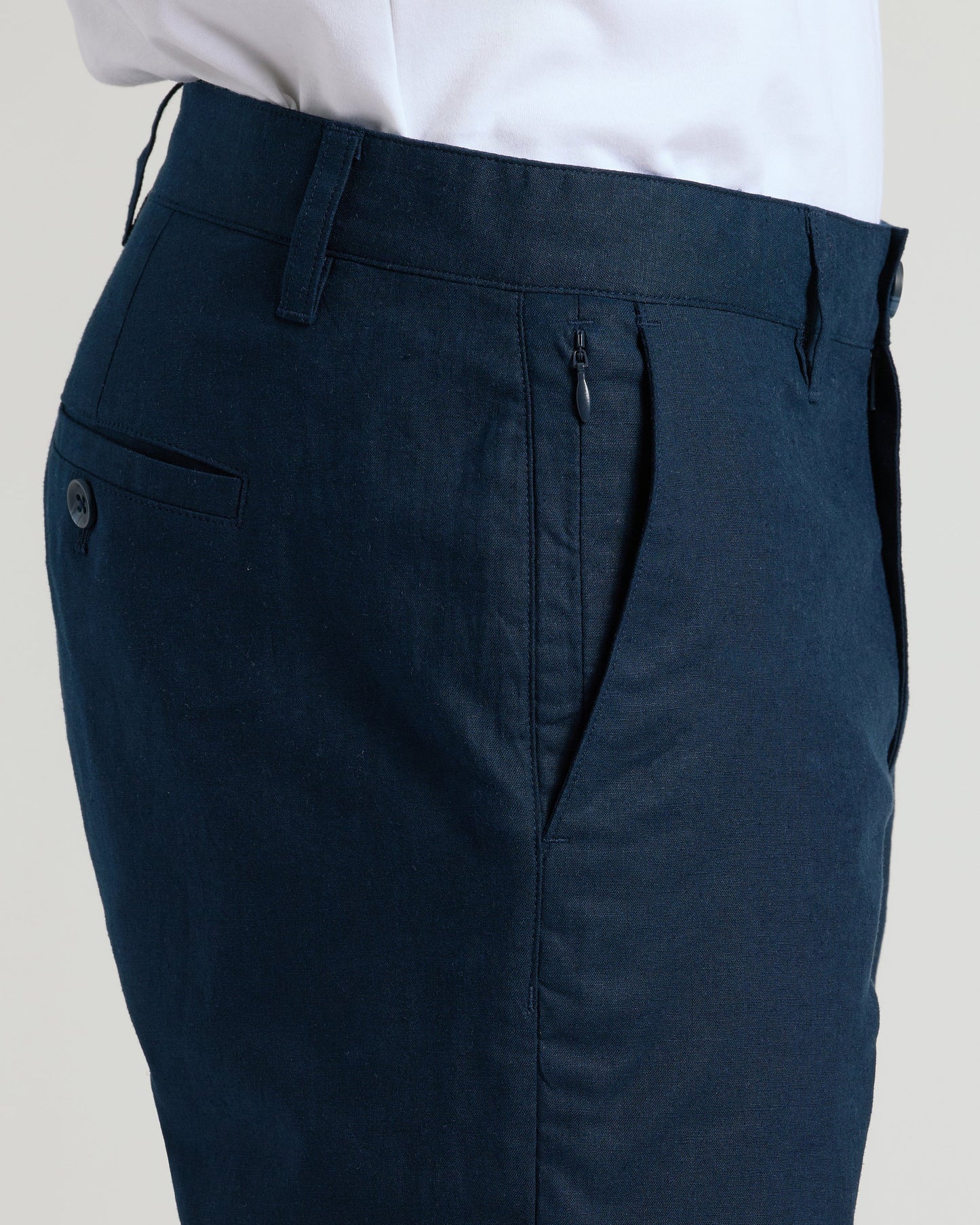 9" Navy Linen Shorts