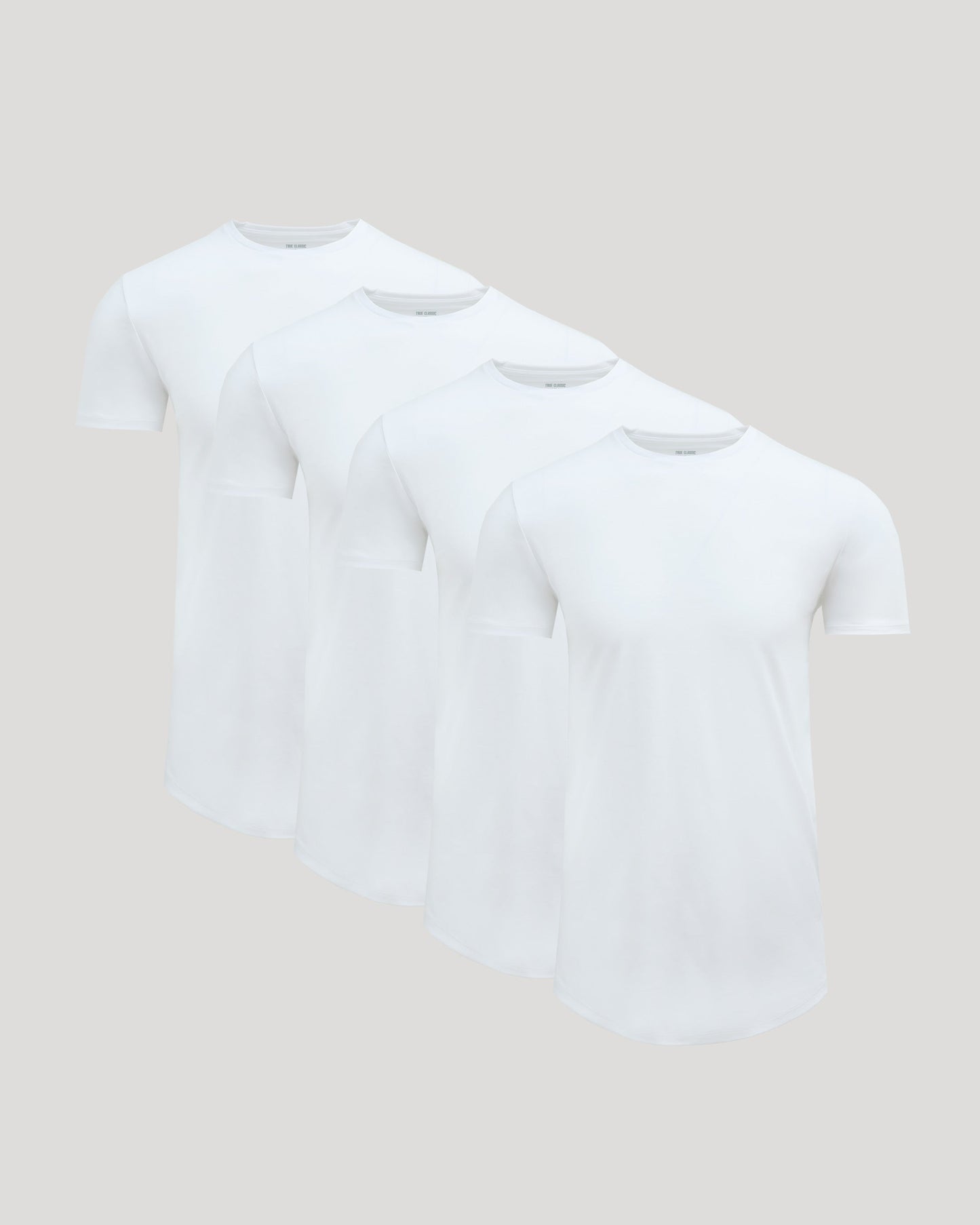 White Tall Premium Pima Crew Curved Hem 4-Pack