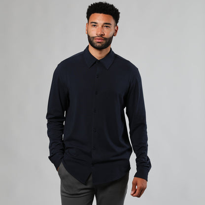 Black & Navy Long Sleeve Knit Shirt 2-Pack