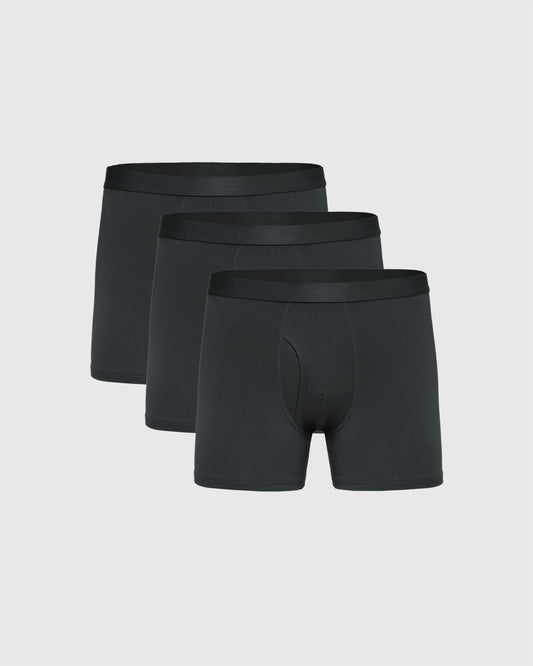 Carbon Boxer Trunks W/ Fly 3-Pack
