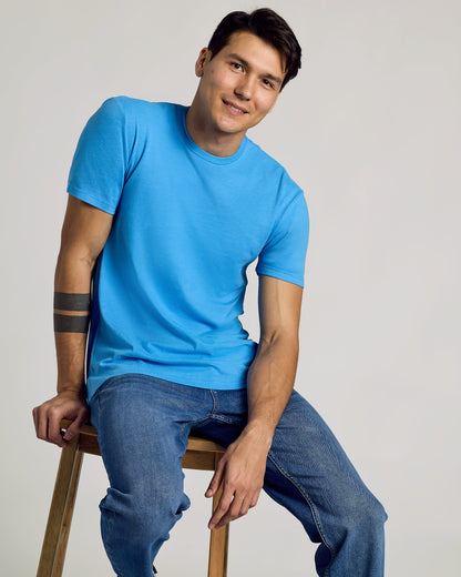 Dark Heather Bahama Blue Classic Crew Neck