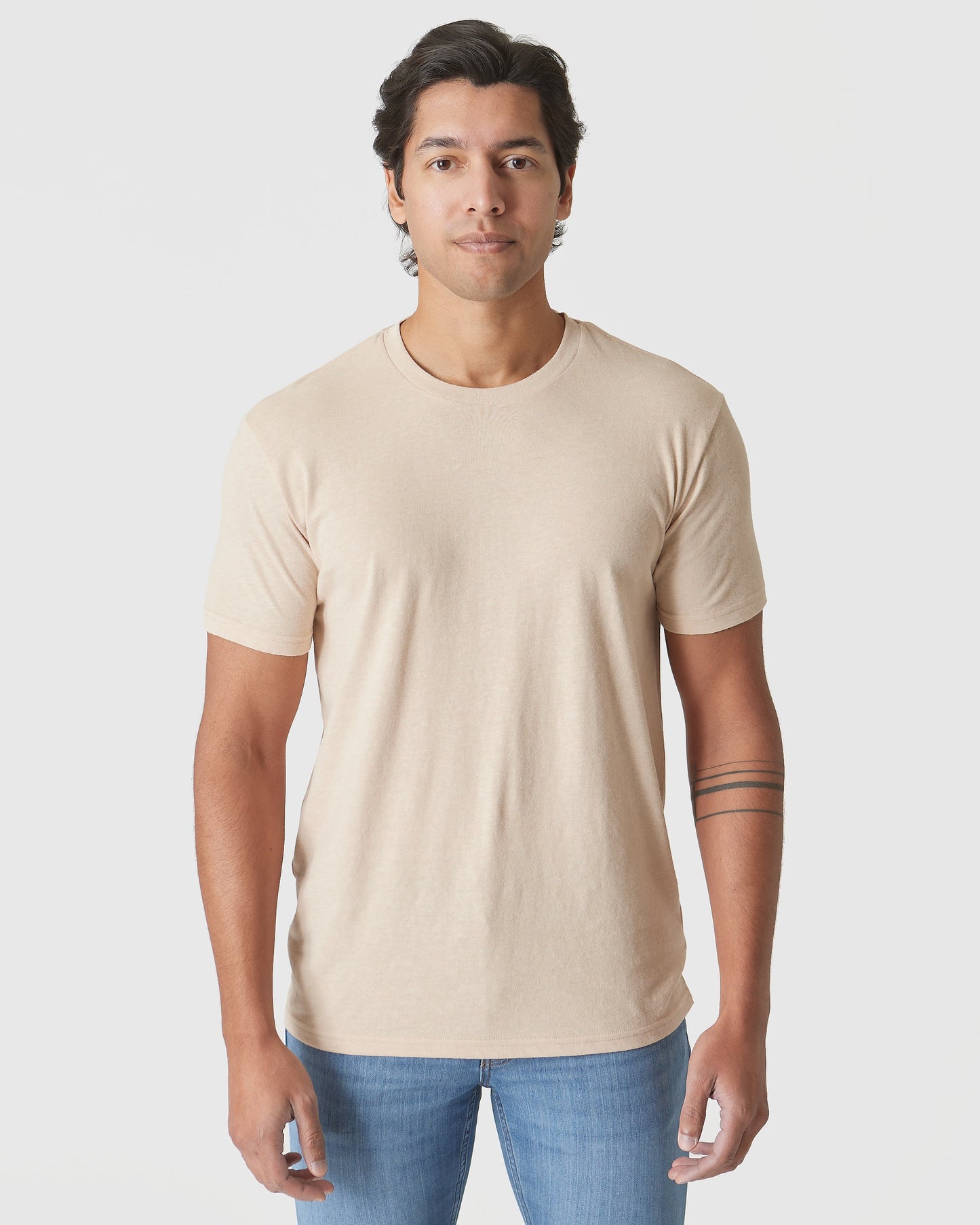 Light Camel Cream Heather Classic Crew