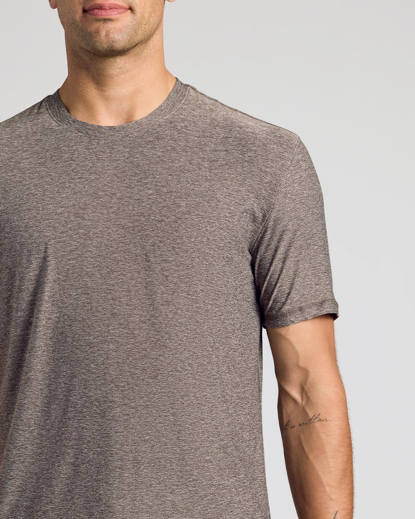 Heather Cocoa Active Crew Neck Tee