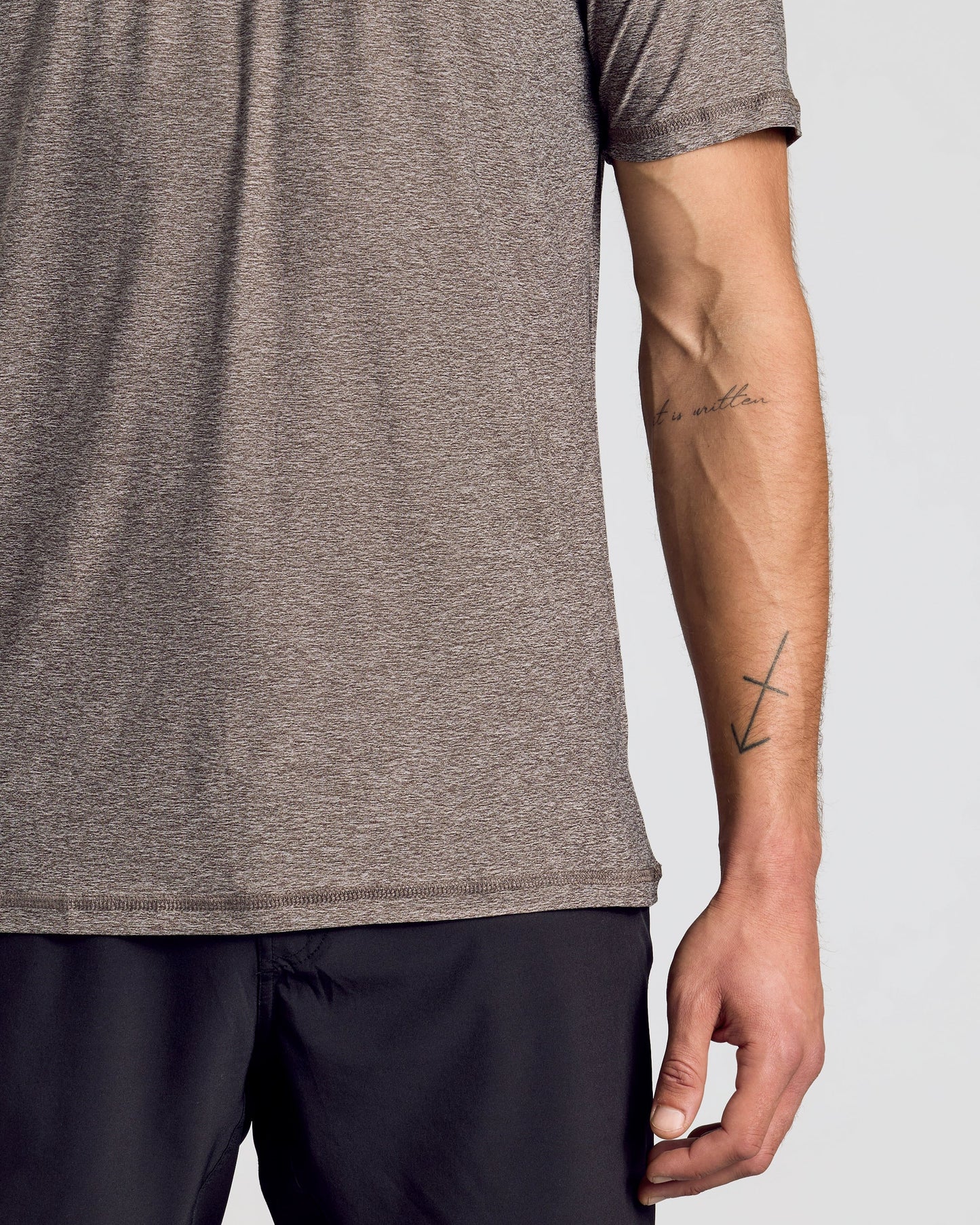 Heather Cocoa Active Crew Neck Tee