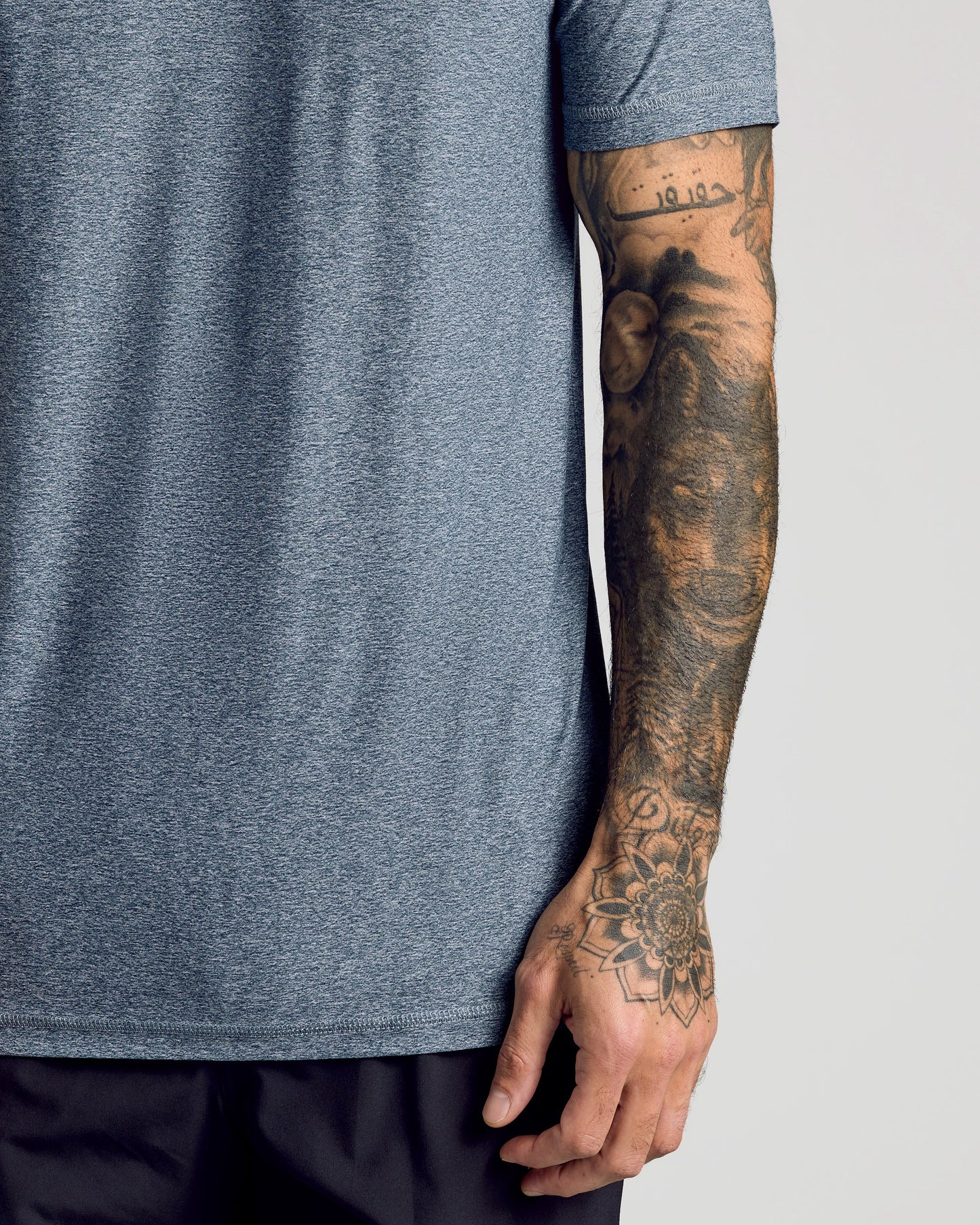 Heather Navy Active Crew Neck Tee