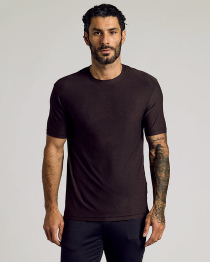 Dark Heather Cocoa Active Crew Neck Tee